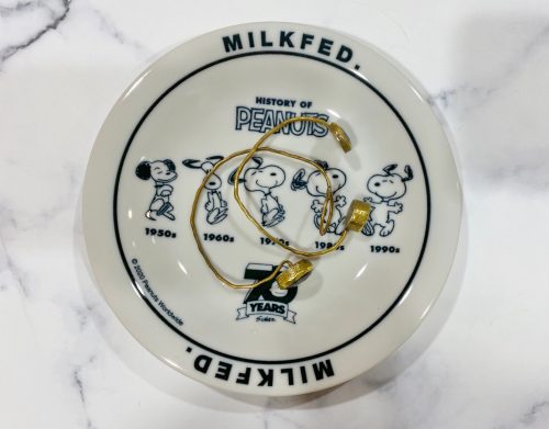 mini6月号･増刊号の付録：ミルクフェド特製･スヌーピーヒストリー美濃焼のお皿使用例