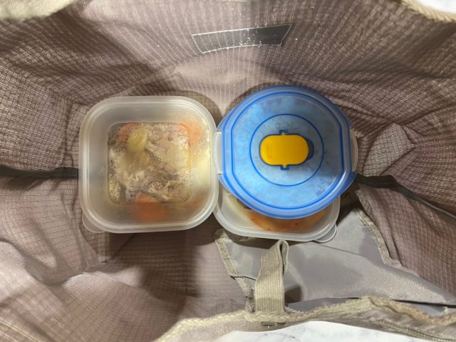 ムーミン レジバッグ型エコバッグにお弁当を入れたところ