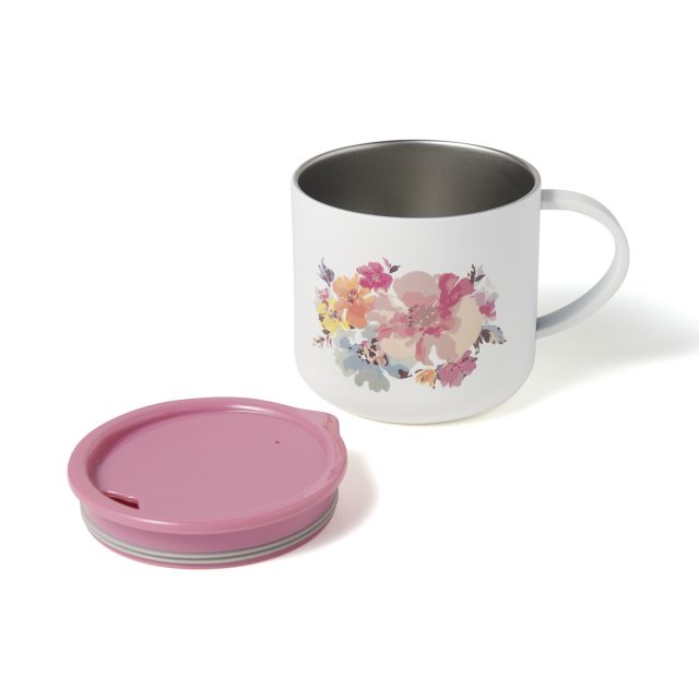 フタ付き ステンレスマグのフタを開けたところ