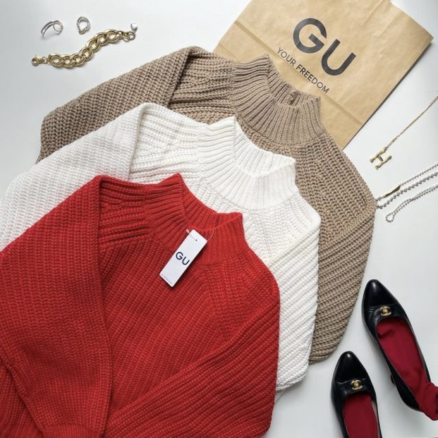 チャンキーニットハイネックセーター