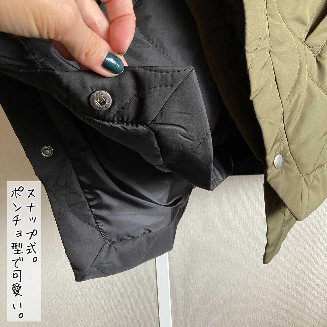 ナカワタキルトベストブラック・カーキの留め部分の画像