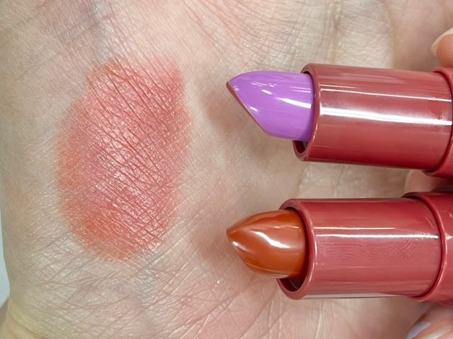 ライラックとテラコッタの重ねづけ