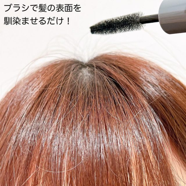 頭の上にブラシをかざしている様子