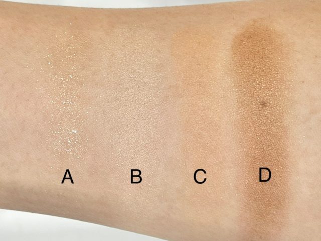 01 ナッツベージュを腕にスウォッチしている様子