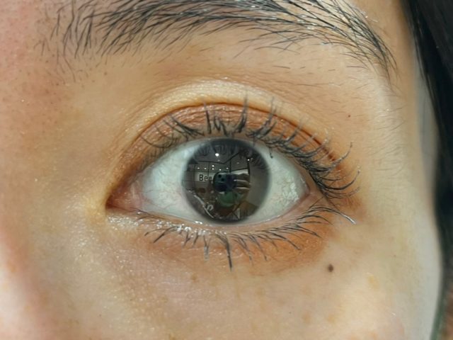 デニッシュブラウンを塗った目の正面の様子