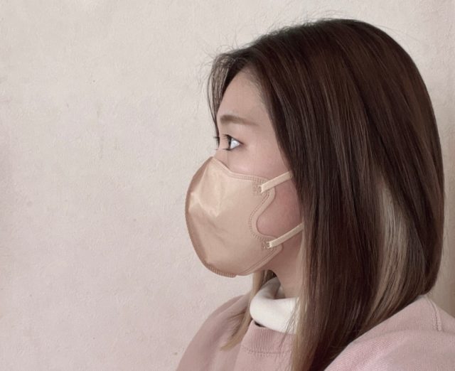 立体型スパンレース不織布カラーマスク横顔