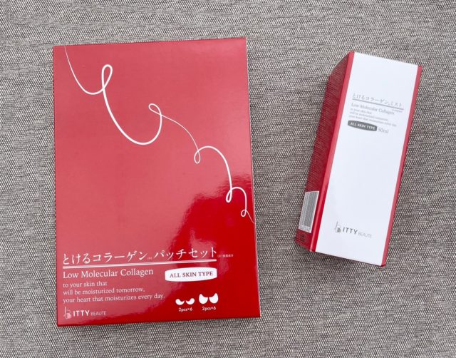 赤いパッチの箱と白いミストの箱