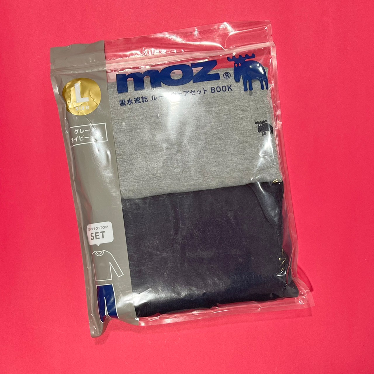 moz×ルームウェアセット、グレーが包装されている画像