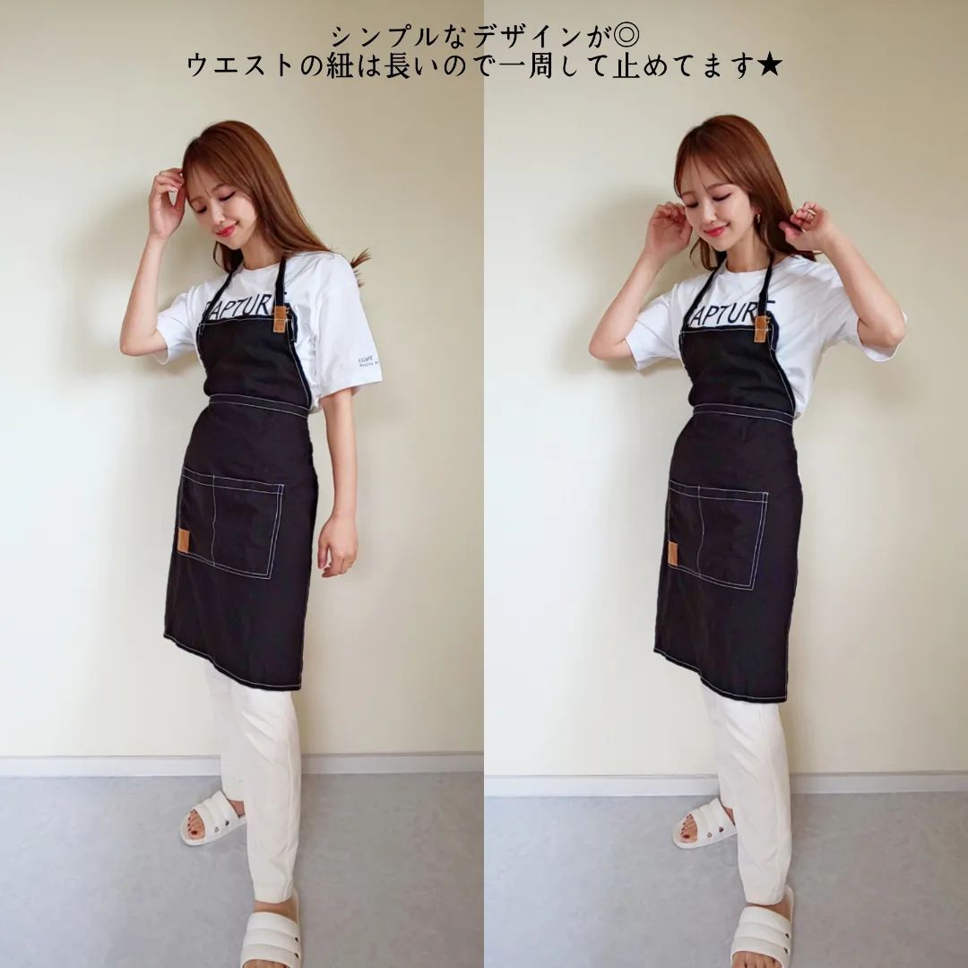 ワークスタイルエプロン、ブラックを身に付けた画像