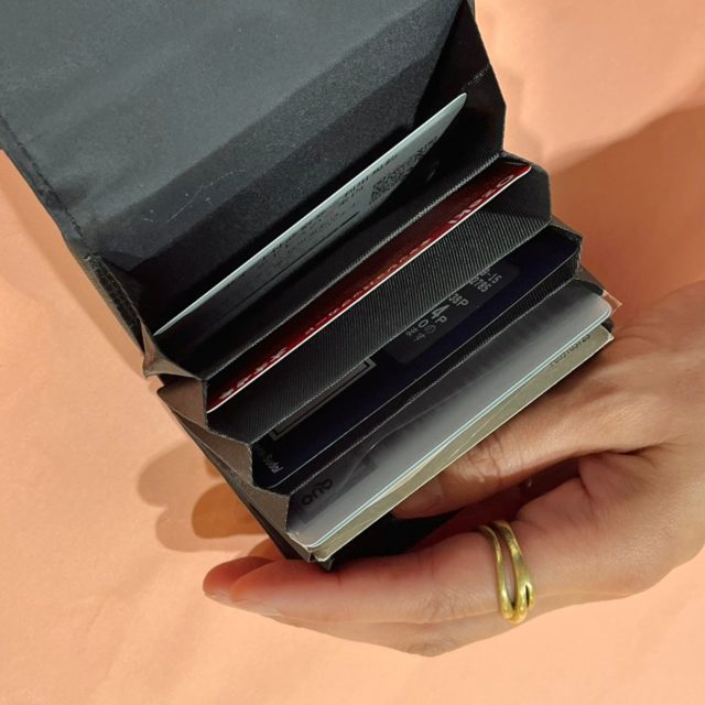 じゃばら式ポケットにカードを入れた例