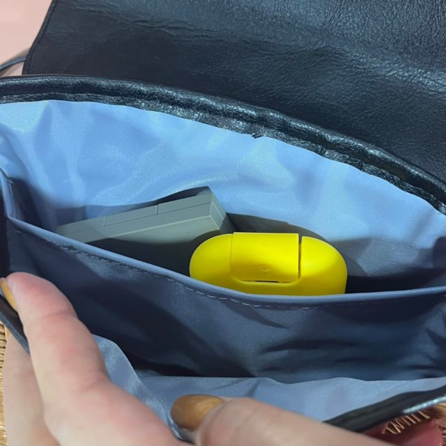 バッグの内側にポケットを見せている