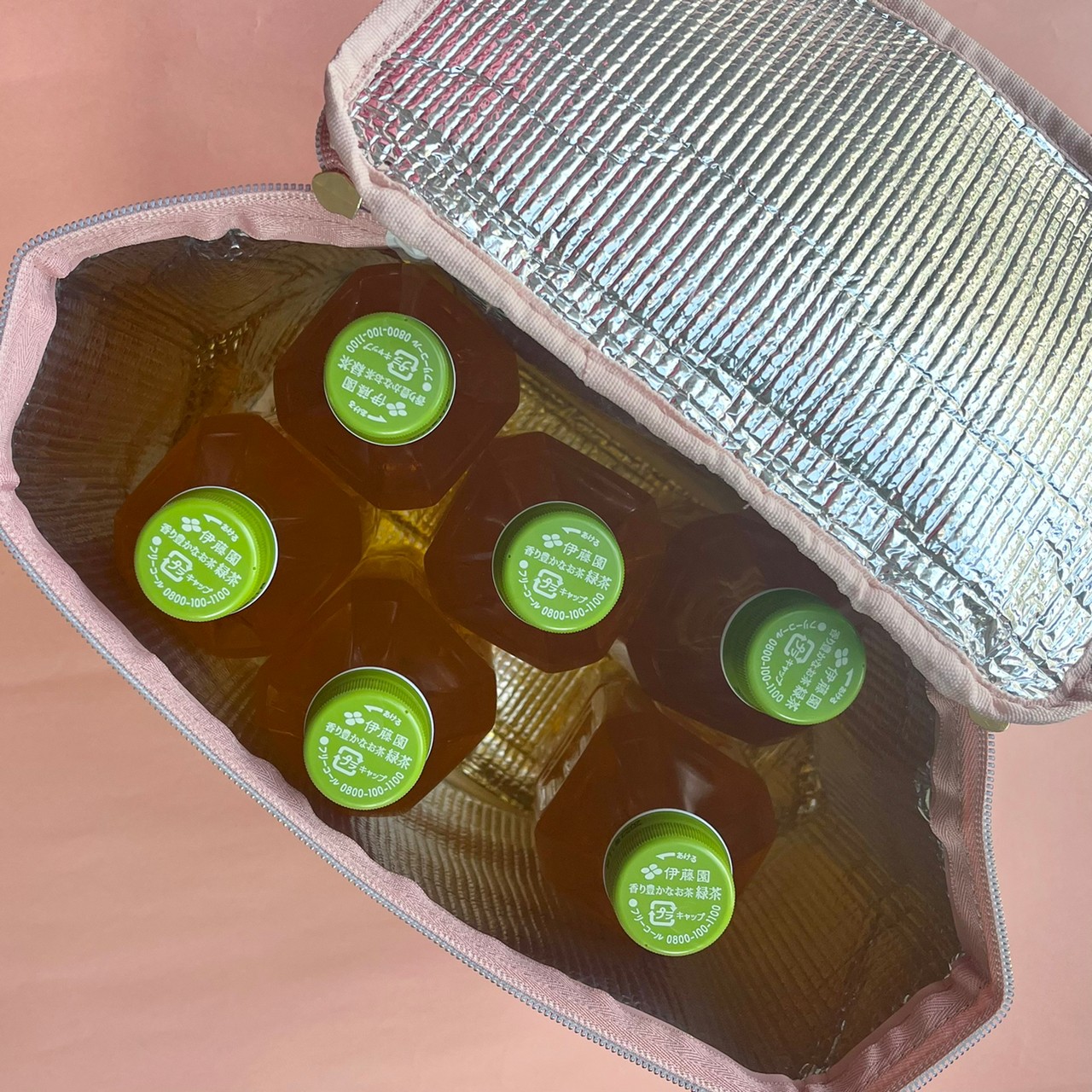 保冷保温ショルダーバッグに500mlペットボトルを6本収納した画像