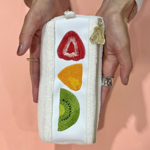 付録のポーチを両手で持っている様子