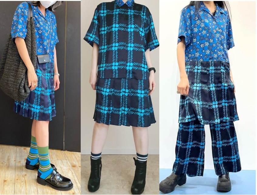 オープンカラープリーツワンピース(半袖)