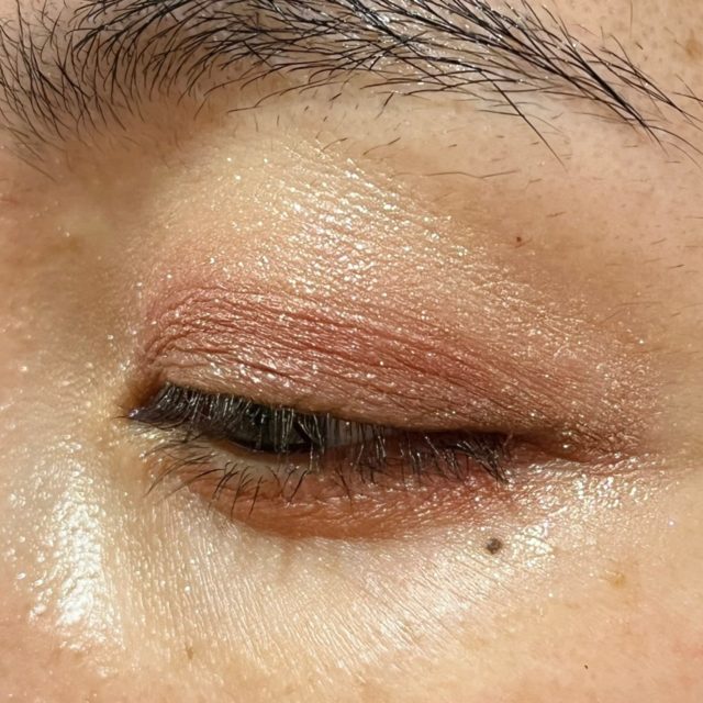 027ラズベリージャムショコラでメイクした目を横から見た様子