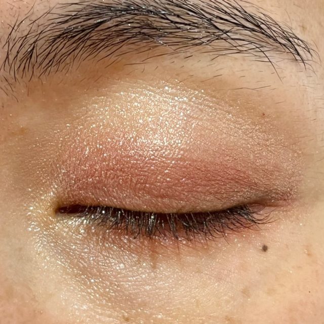 027ラズベリージャムショコラでメイクした目を伏せた様子