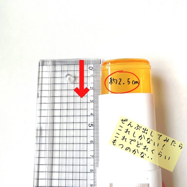 定規でスティックの長さを図っている様子