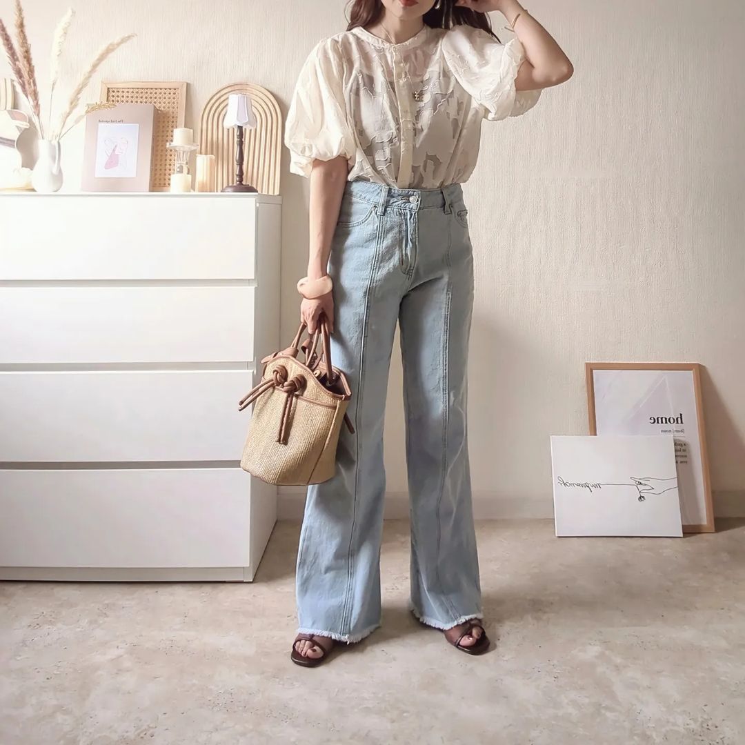 ジャガードBL5ブとブルーデニムを合わせたコーデ