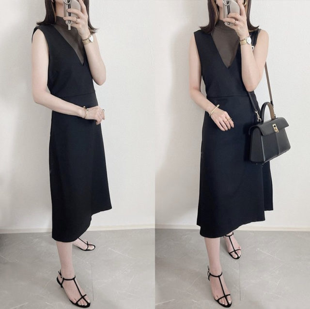 ミニハイネックセーターコーデ