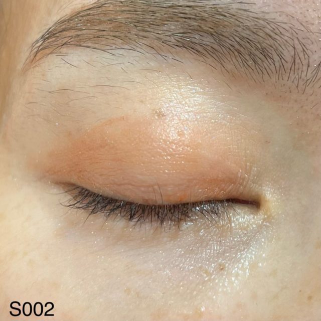 S002 レオテラコッタでメイクした目を閉じている様子