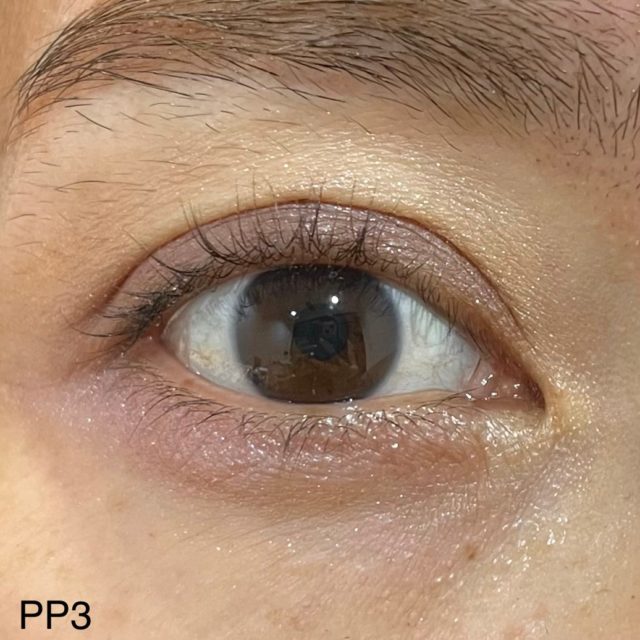 PEARL PRECIOUS AURA アイカラーパレットアメジストでメイクした目の正面画像