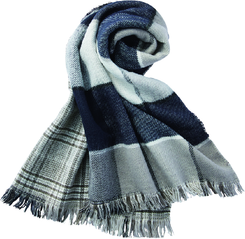 リバーシブルポンチョストール、ネイビーの画像