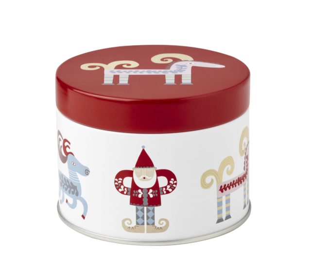 サンタのイラストが描かれた缶