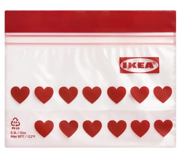 ハート柄のフリーザーバッグ