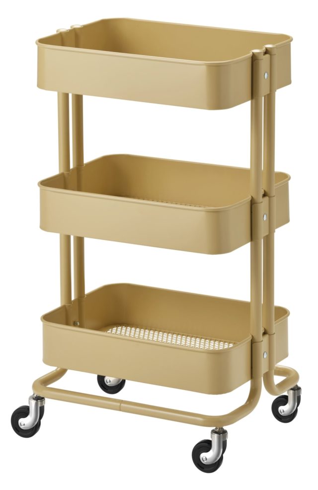 くすみイエローの3段ワゴン