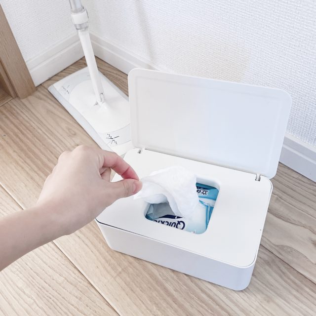 床掃除の道具と一緒に撮った写真