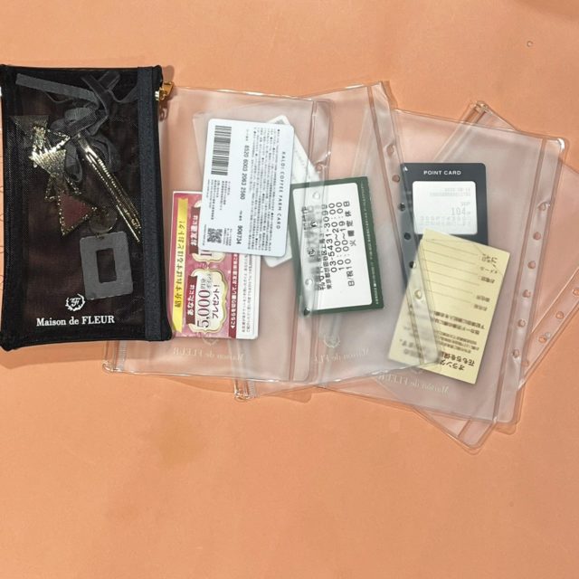  リフィルケースとメッシュケースに物を収納している