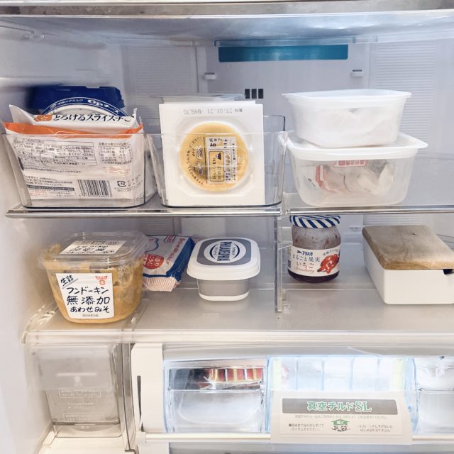 冷蔵庫内でのボックス使用例の写真
