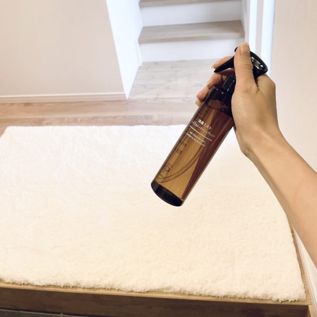 玄関にスプレーする写真