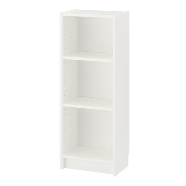 白い3段組みの本棚
