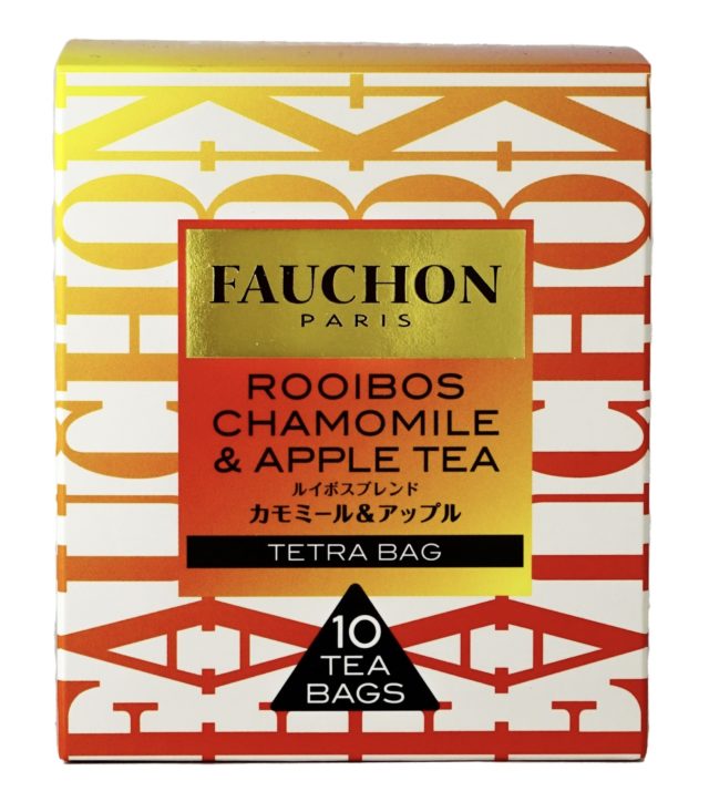 赤とオレンジを基調としたお茶のパッケージ