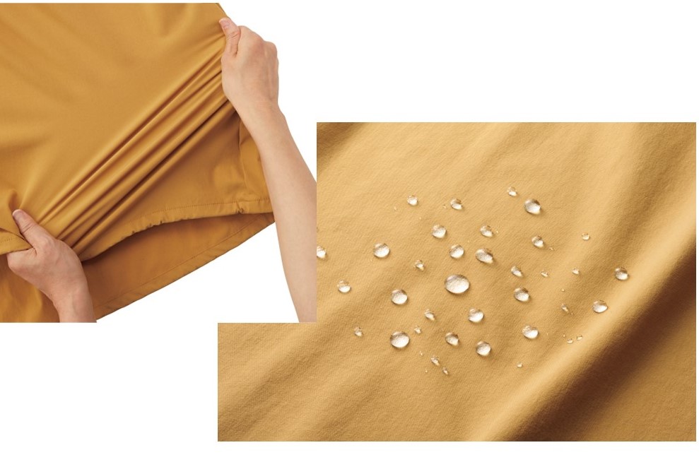 撥水コクーンスカートの撥水性や伸縮性がわかる画像