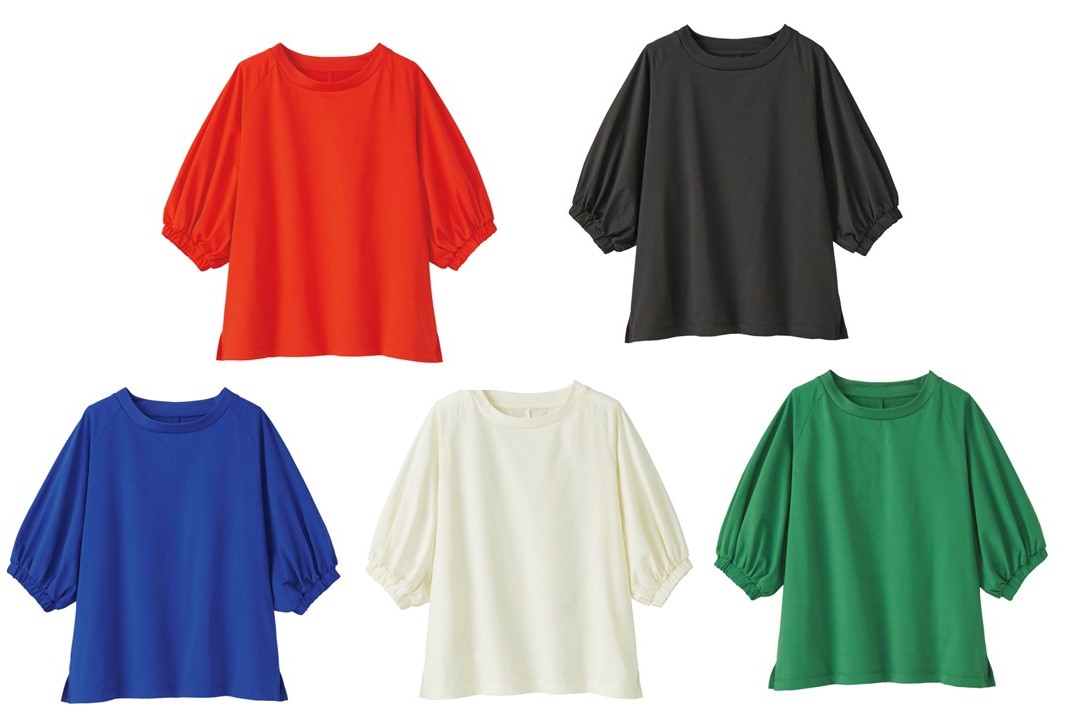 DRY サイドポケットパフスリーブ T シャツ、レッド、グリーンなど新色の画像