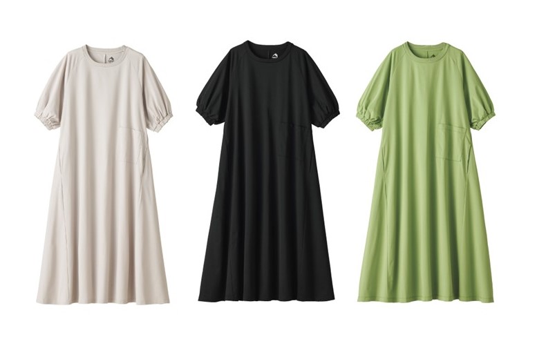 DRY サイドパフスリーブワンピース、ライトグリーン、ブラックなど新色3つの画像