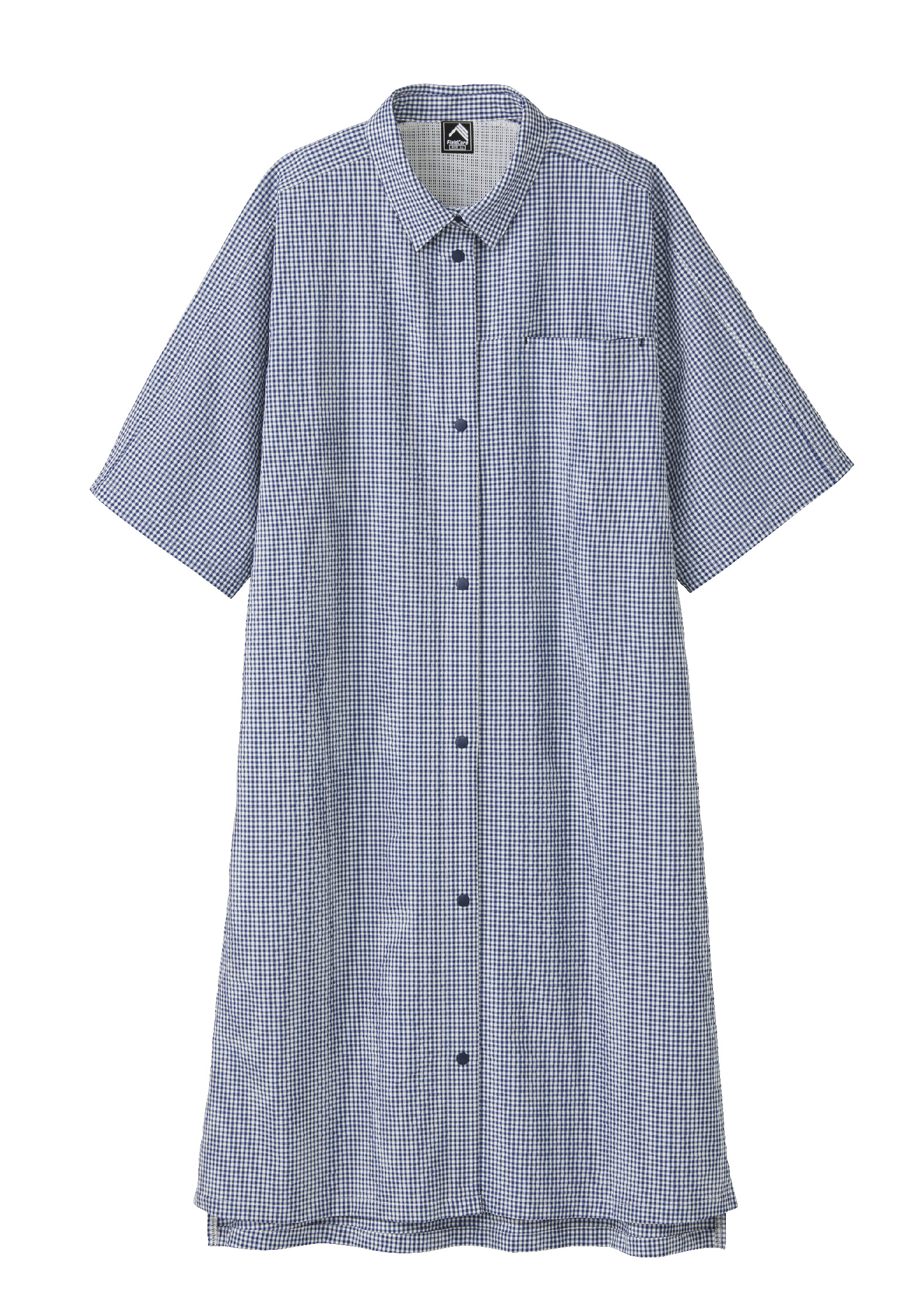 撥水サッカーシャツワンピース、ブルーの画像