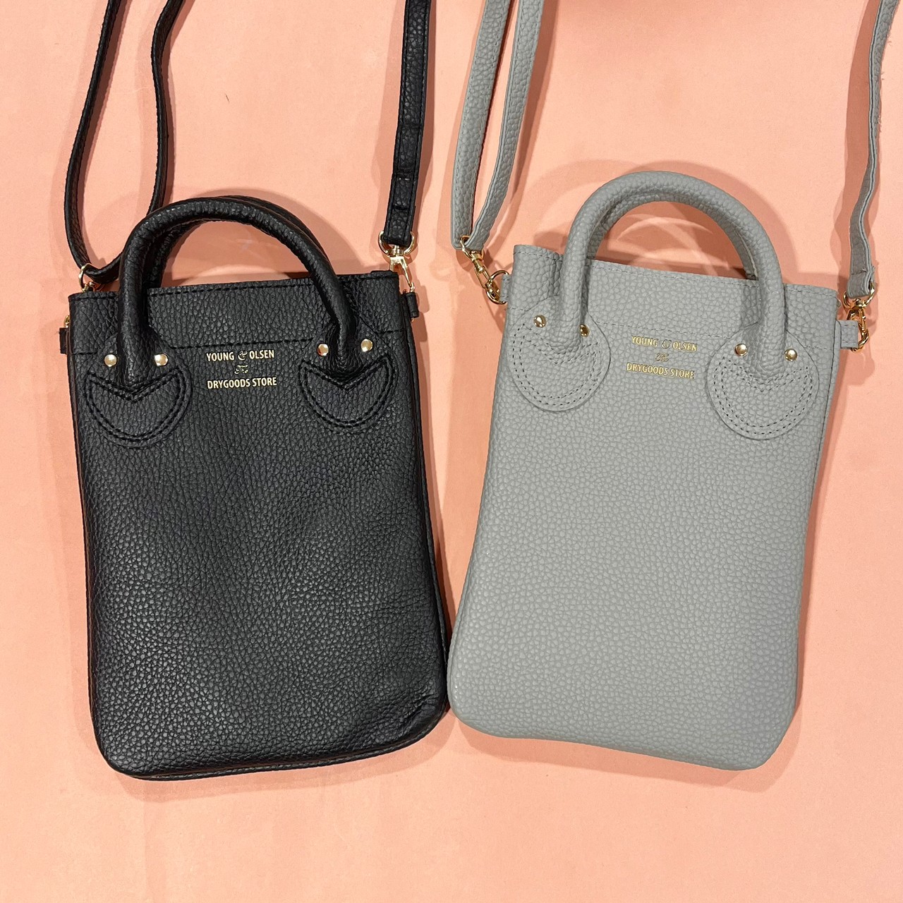 スマホショルダーバッグ、ブラックとベージュ