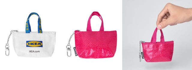IKEAロゴとピンクのミニチュアバッグ