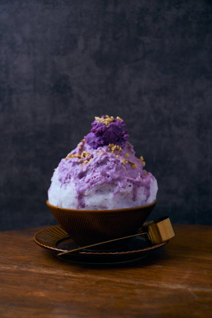 紫芋とあずき　和三盆かき氷