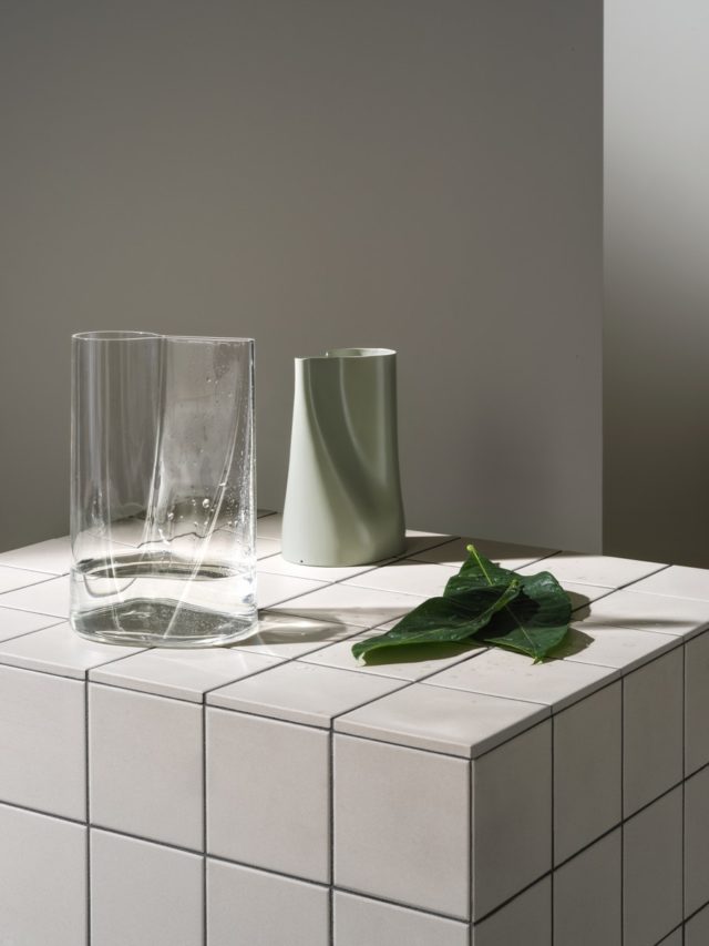 花瓶グリーン&クリアガラス